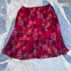 Red floral y2k midi skirt